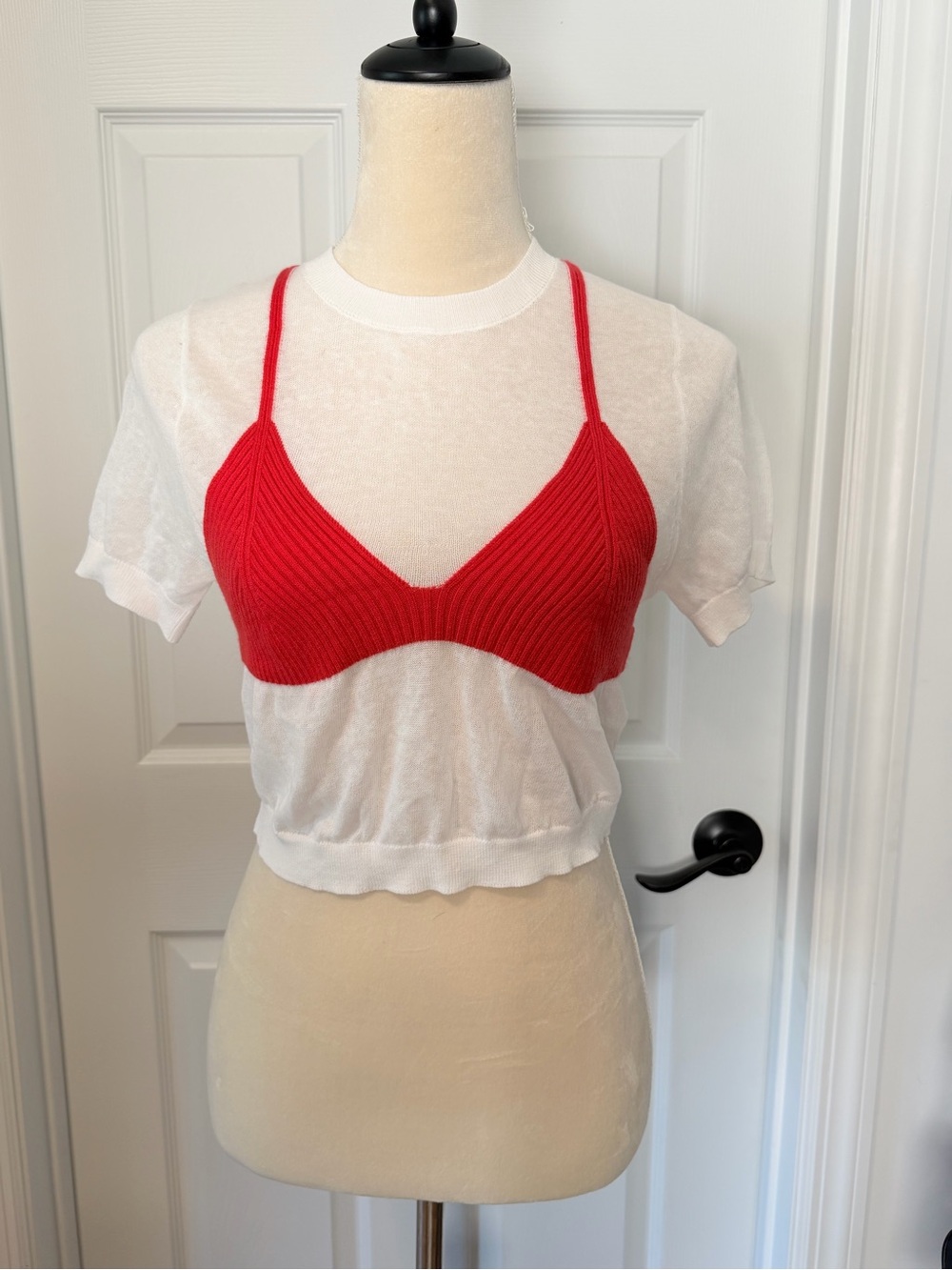 Target Red Ribbed Bralette Top